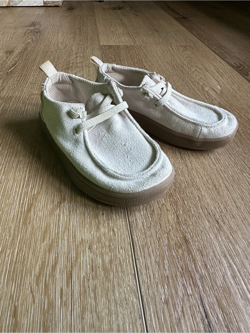 GAP Kids Canvas Slip-Ons in Cream and Tan Rubber